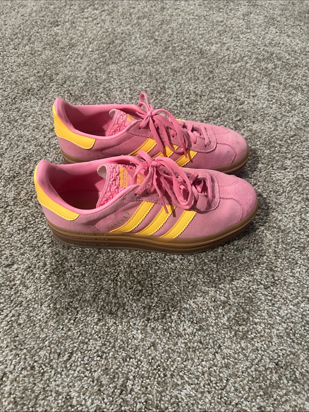 adidas gazelle Pink and Yellow Suede Low-Top Sneakers